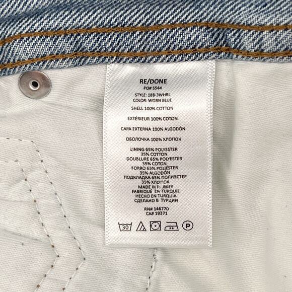 RE/DONE High Rise Loose Fit Jeans Worn Blue Distressed Women’s Size 29 - Picture 5 of 7